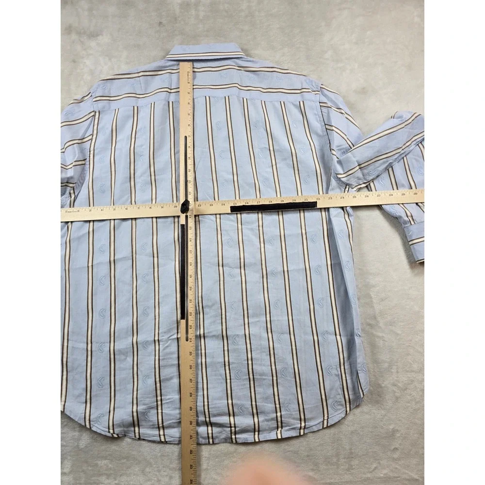 Robert Graham Shirt Mens 2XL Blue Striped Cotton Paisley Long Sleeve Button Down